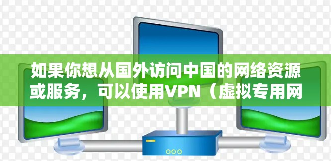如果你想从国外访问中国的网络资源或服务，可以使用VPN（虚拟专用网）来实现。以下是一些关键点和步骤